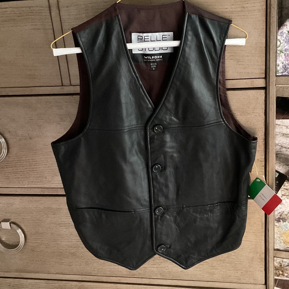 Pelle Studio Dark Leather Vest for Men,size s,new